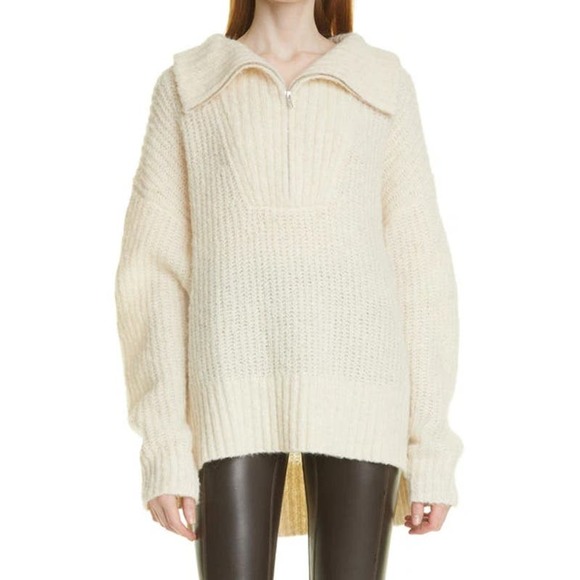 A.L.C. Sweaters - A.L.C. Everett Half Zip Wool Alpaca Pullover Sweater In Natural Size L NWT